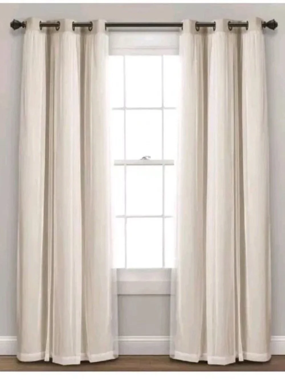 Aurora Home Star Punch Tulle Overlay Blackout Curtain Panel Pair-Tie Back Holder